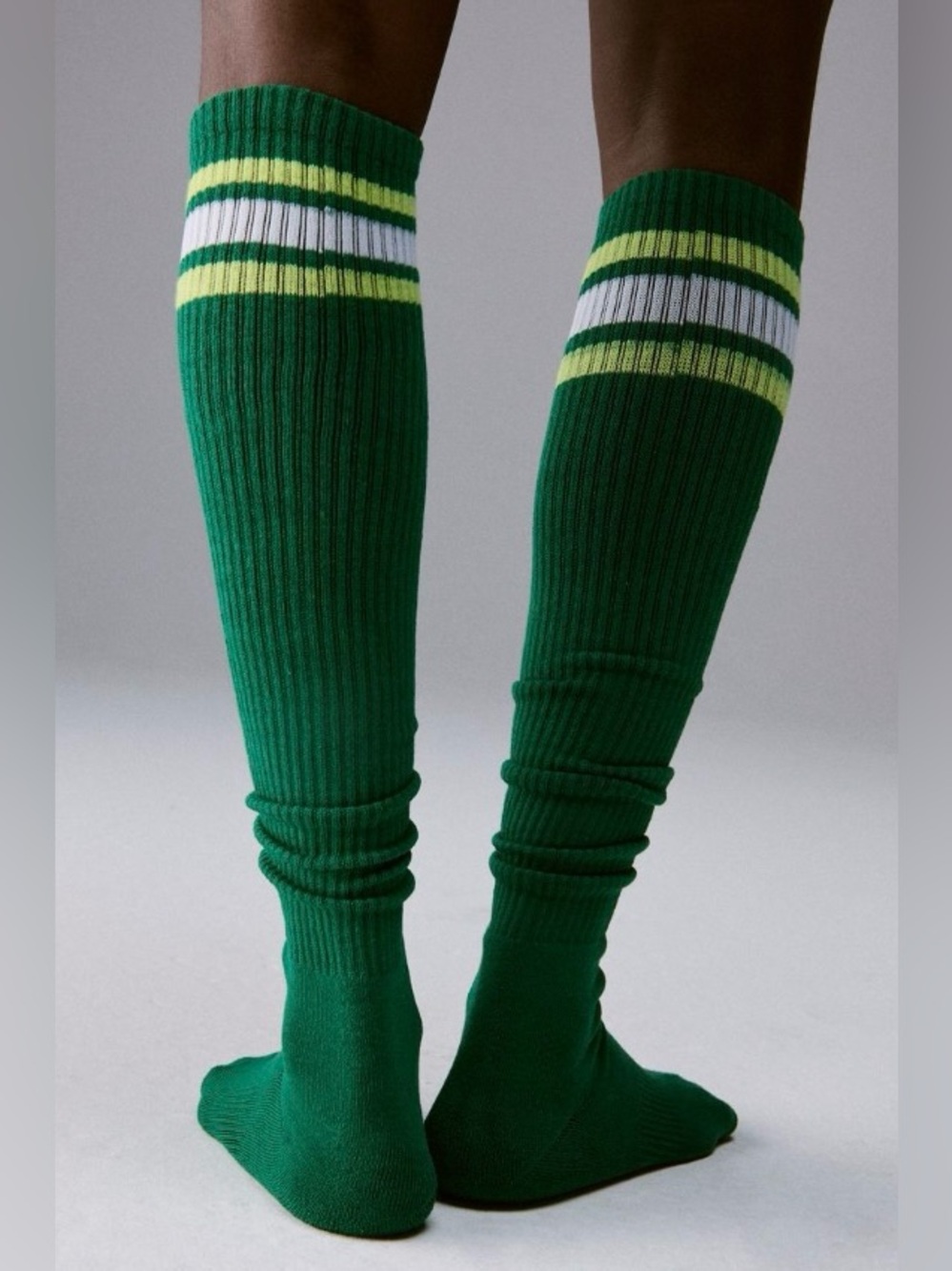 Free People Movement ~ Knee High Logo Stripe Socks ~ Green/Verde * NWT - Picture 16 of 16